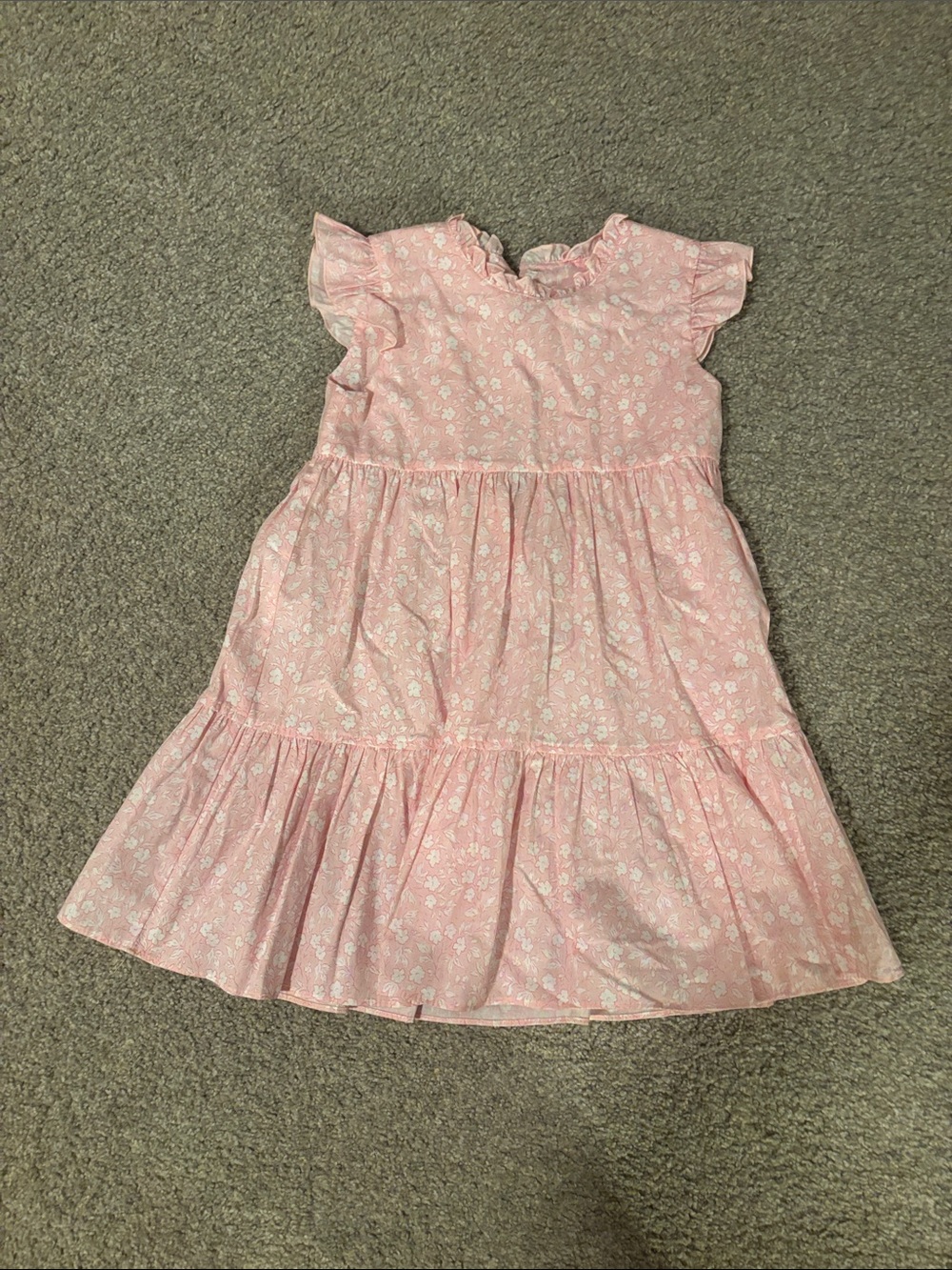 Shrimp & Grits Girls' Pink Floral Ruffle Tiered Dress girls size 6